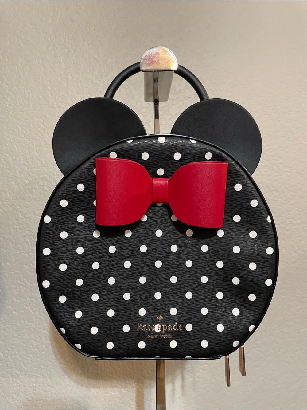 kate spade Kids Black White Polka Dot Crossbody with Red Bow and Ears